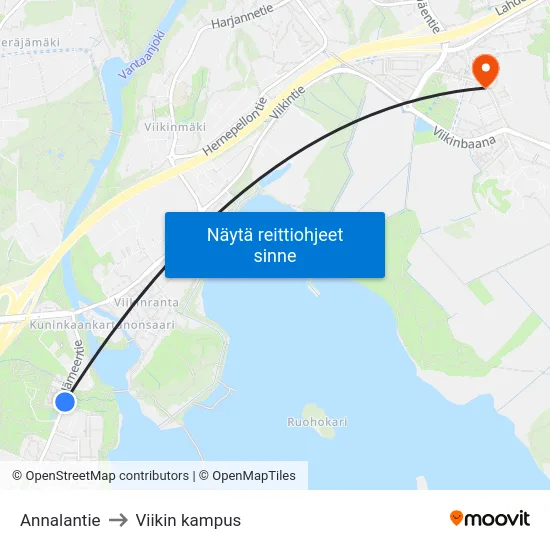Annalantie to Viikin kampus map