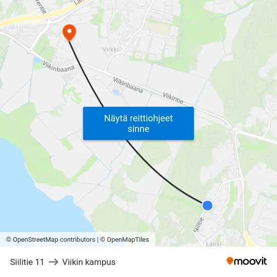 Siilitie 11 to Viikin kampus map