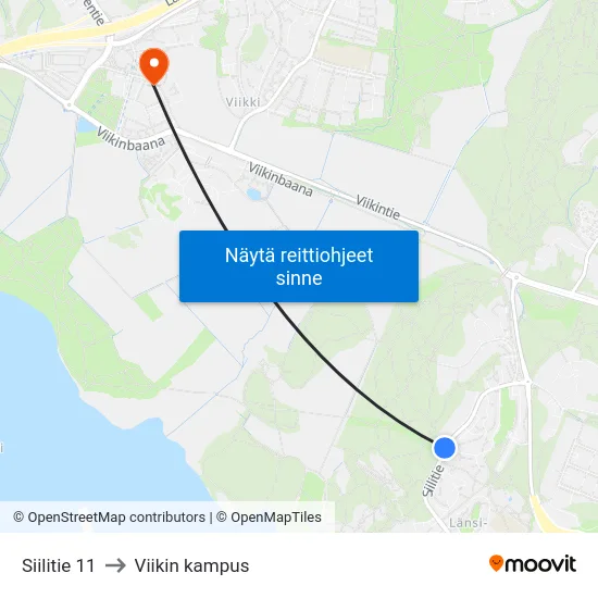 Siilitie 11 to Viikin kampus map