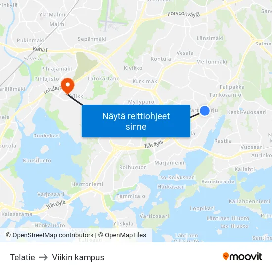 Telatie to Viikin kampus map