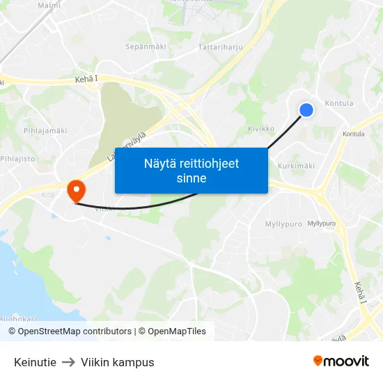 Keinutie to Viikin kampus map
