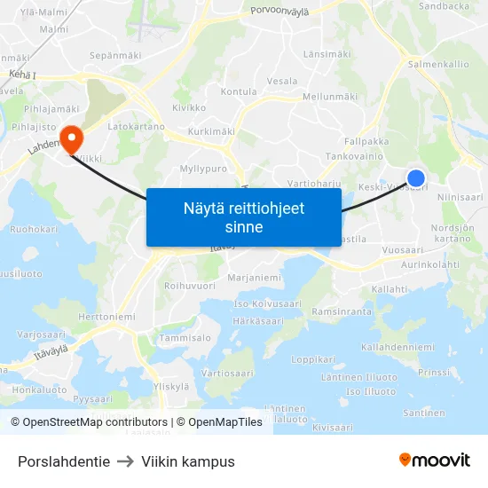 Porslahdentie to Viikin kampus map