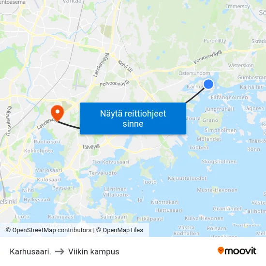 Karhusaari. to Viikin kampus map