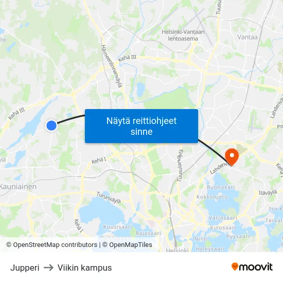 Jupperi to Viikin kampus map