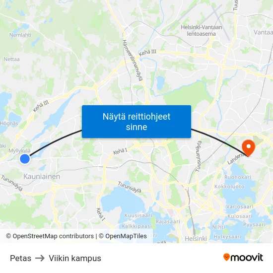 Petas to Viikin kampus map