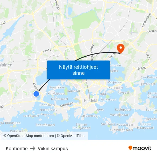 Kontiontie to Viikin kampus map