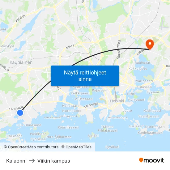 Kalaonni to Viikin kampus map