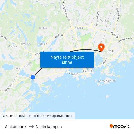 Alakaupunki to Viikin kampus map