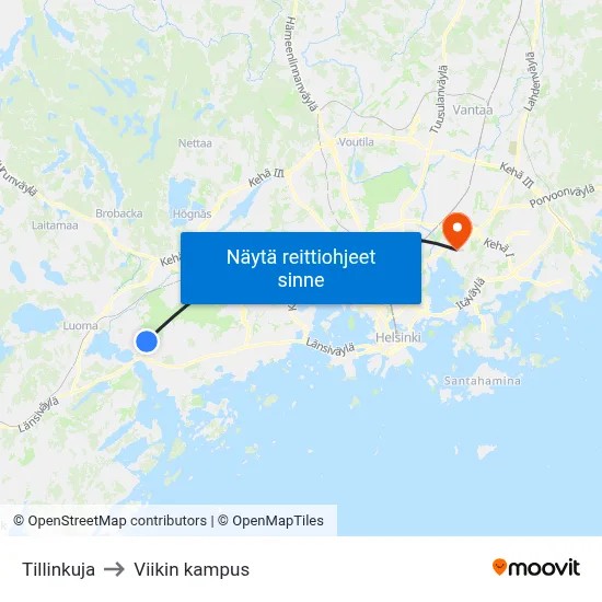 Tillinkuja to Viikin kampus map
