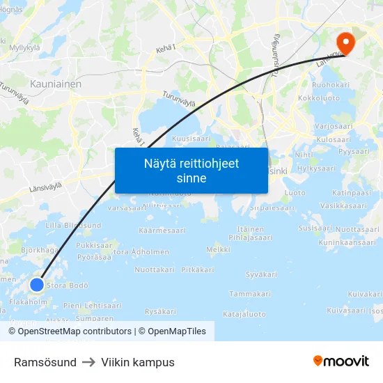 Ramsösund to Viikin kampus map