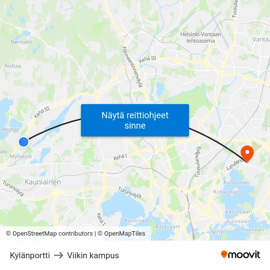 Kylänportti to Viikin kampus map