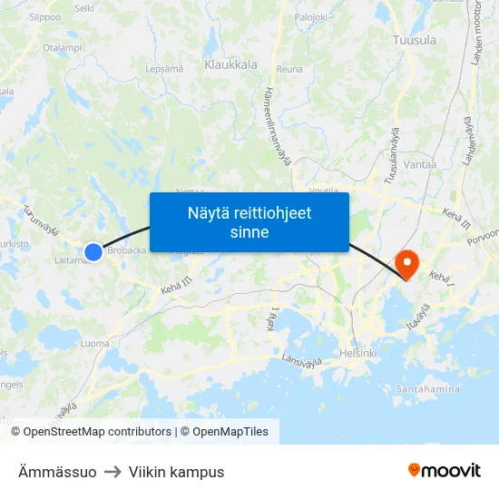 Ämmässuo to Viikin kampus map