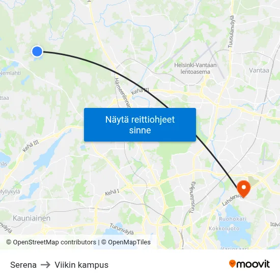 Serena to Viikin kampus map