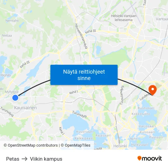 Petas to Viikin kampus map