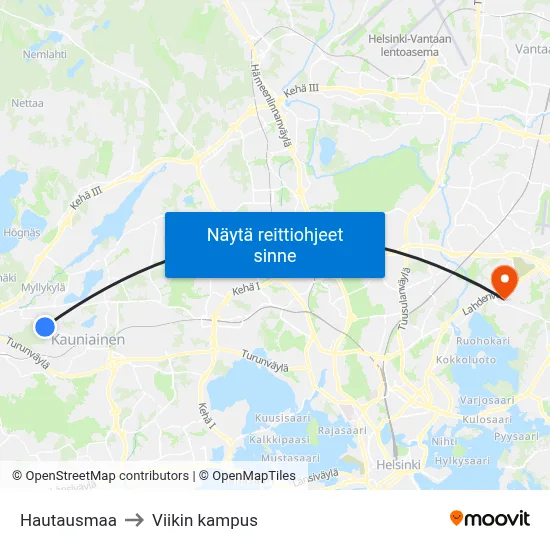 Hautausmaa to Viikin kampus map