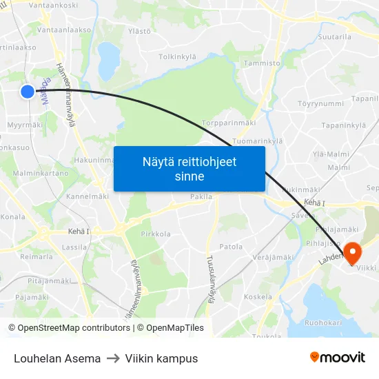 Louhelan Asema to Viikin kampus map