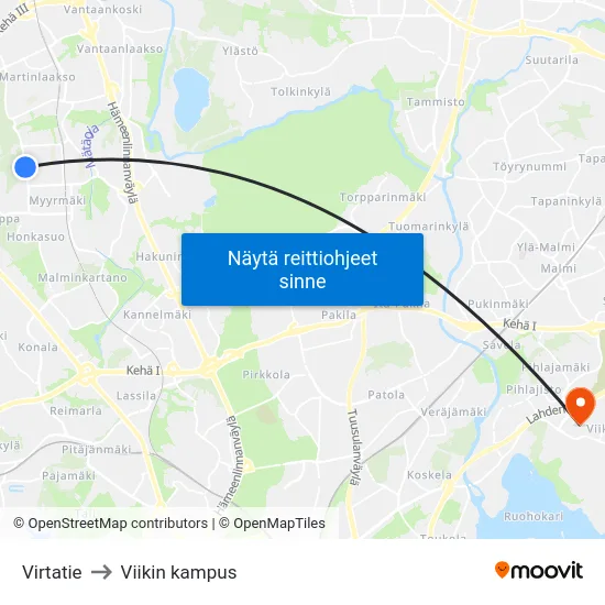 Virtatie to Viikin kampus map