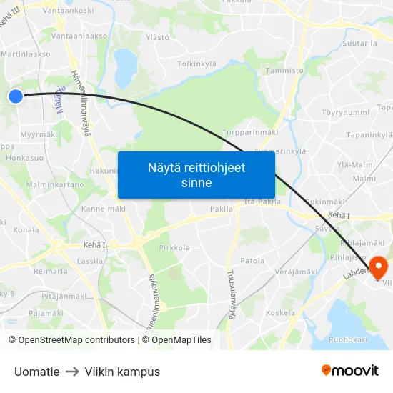 Uomatie to Viikin kampus map