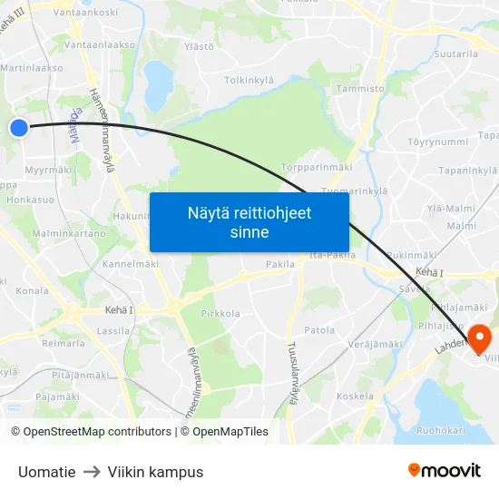 Uomatie to Viikin kampus map