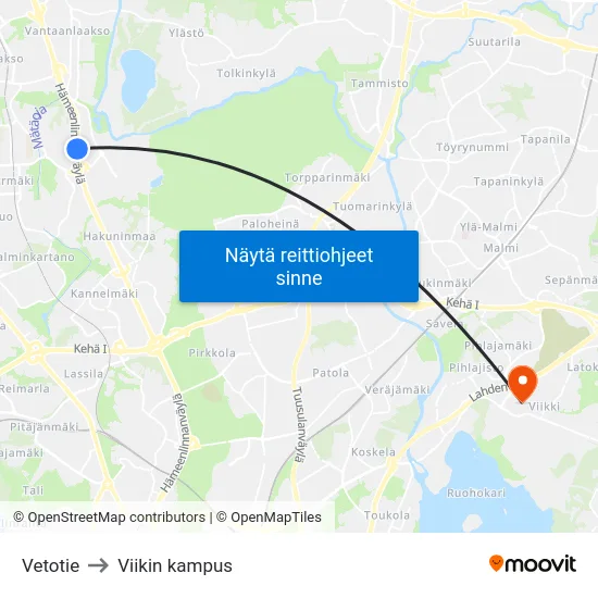 Vetotie to Viikin kampus map