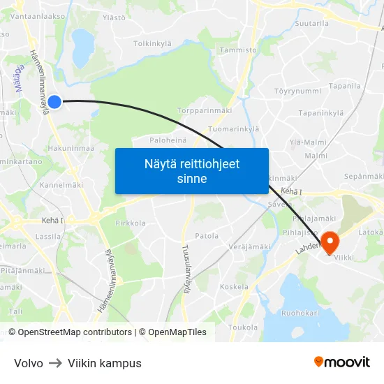 Volvo to Viikin kampus map