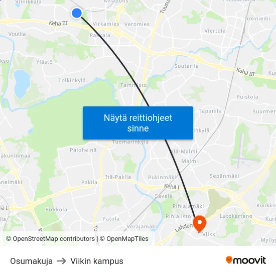 Osumakuja to Viikin kampus map
