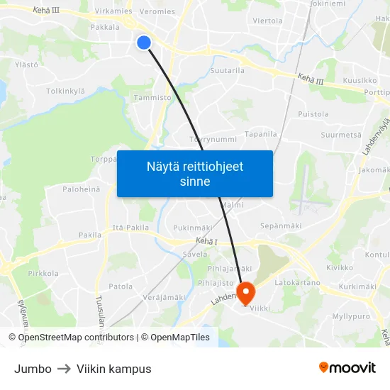 Jumbo to Viikin kampus map