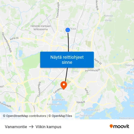 Vanamontie to Viikin kampus map
