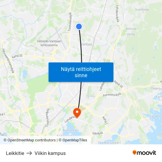 Leikkitie to Viikin kampus map