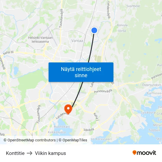 Konttitie to Viikin kampus map