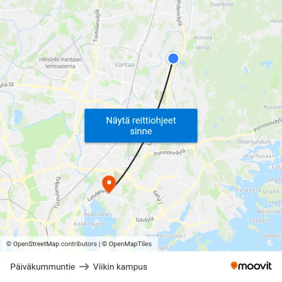 Päiväkummuntie to Viikin kampus map