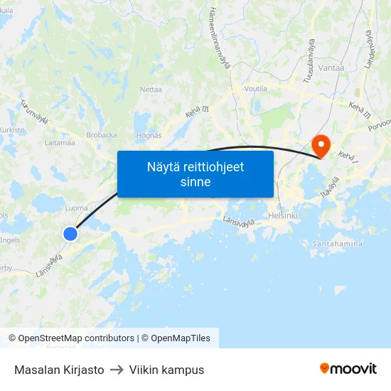 Masalan Kirjasto to Viikin kampus map