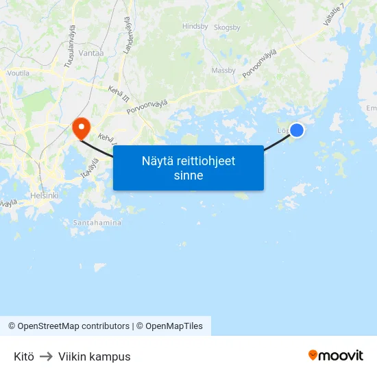 Kitö to Viikin kampus map