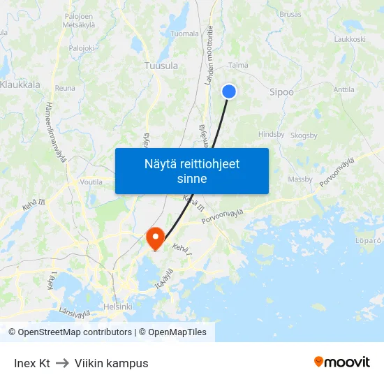 Inex Kt to Viikin kampus map