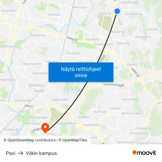 Pavi to Viikin kampus map