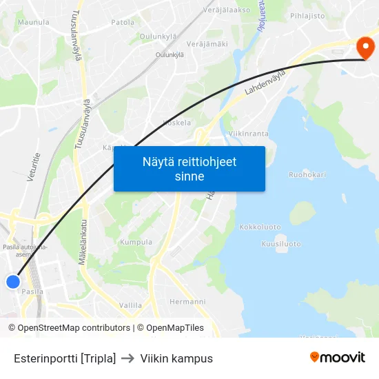 Esterinportti [Tripla] to Viikin kampus map