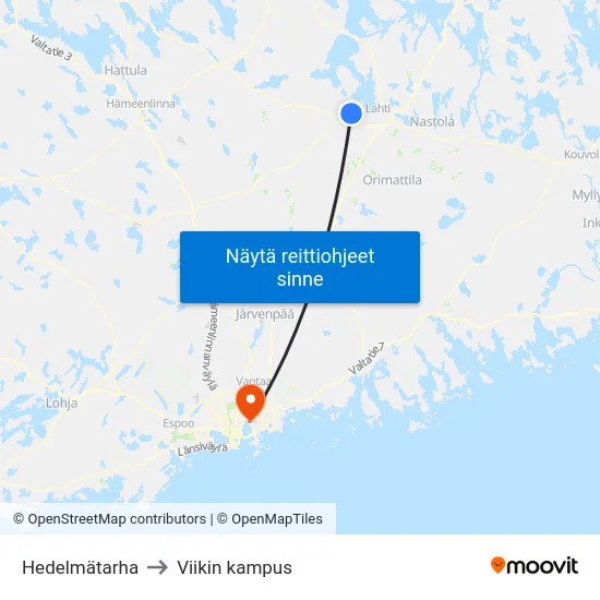 Hedelmätarha to Viikin kampus map