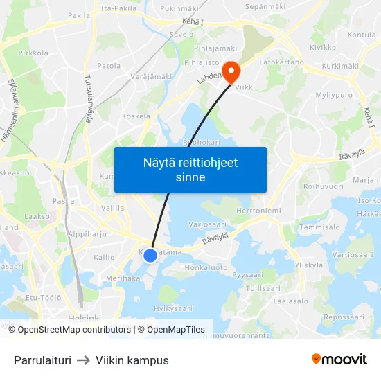 Parrulaituri to Viikin kampus map