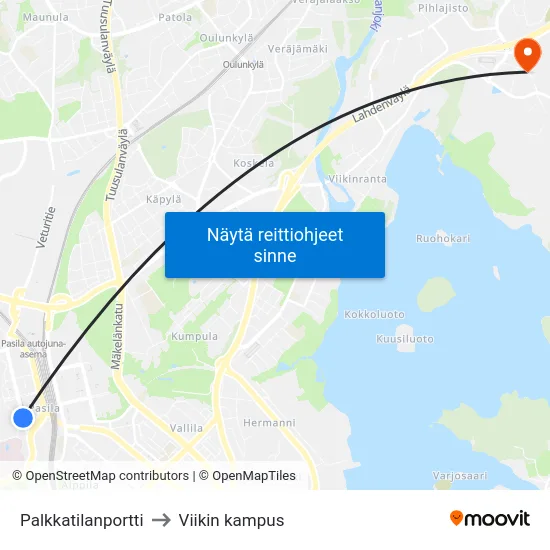 Palkkatilanportti to Viikin kampus map