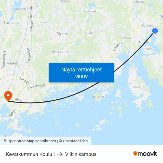 Kevätkummun Koulu I to Viikin kampus map
