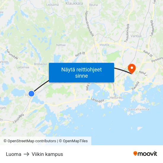 Luoma to Viikin kampus map