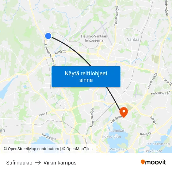 Safiiriaukio to Viikin kampus map