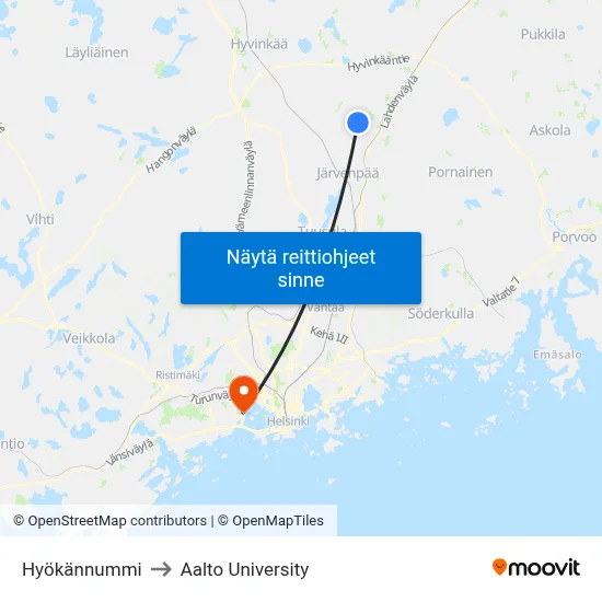 Hyökännummi to Aalto University map