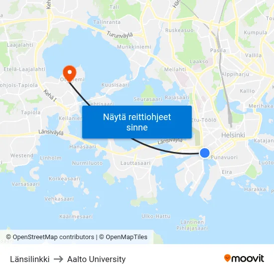 Länsilinkki to Aalto University map