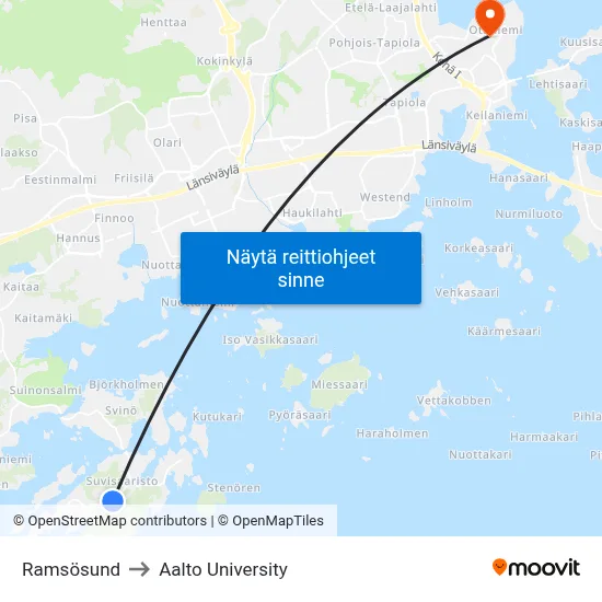 Ramsösund to Aalto University map