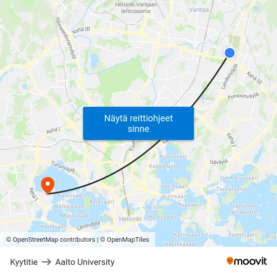 Kyytitie to Aalto University map