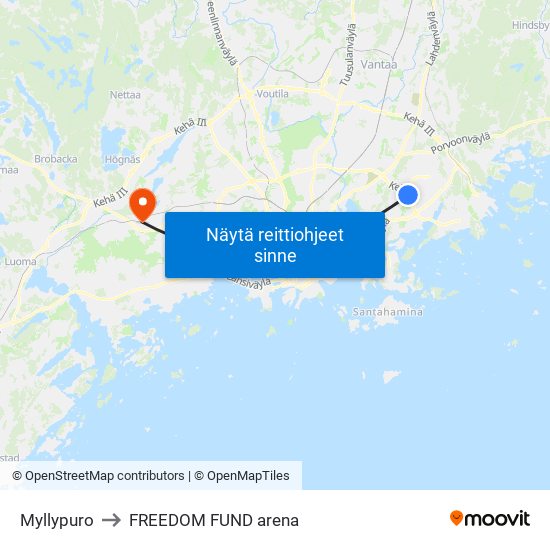 Myllypuro to FREEDOM FUND arena map
