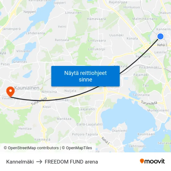 Kannelmäki to FREEDOM FUND arena map