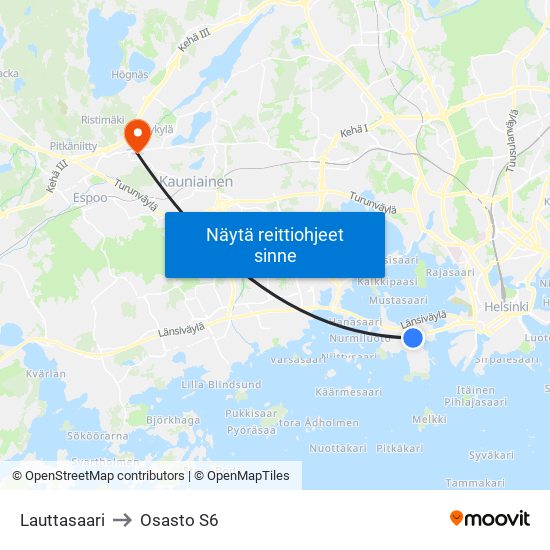 Lauttasaari to Osasto S6 map