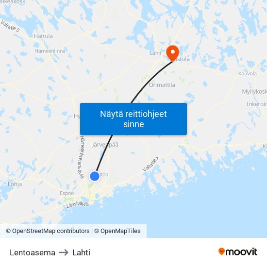 Lentoasema to Lahti map